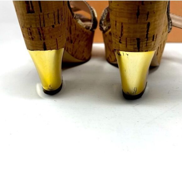 Miu Miu Silver Wedge Sandals with Metallic Snakeskin -9:IT39 - Picture 7 of 14